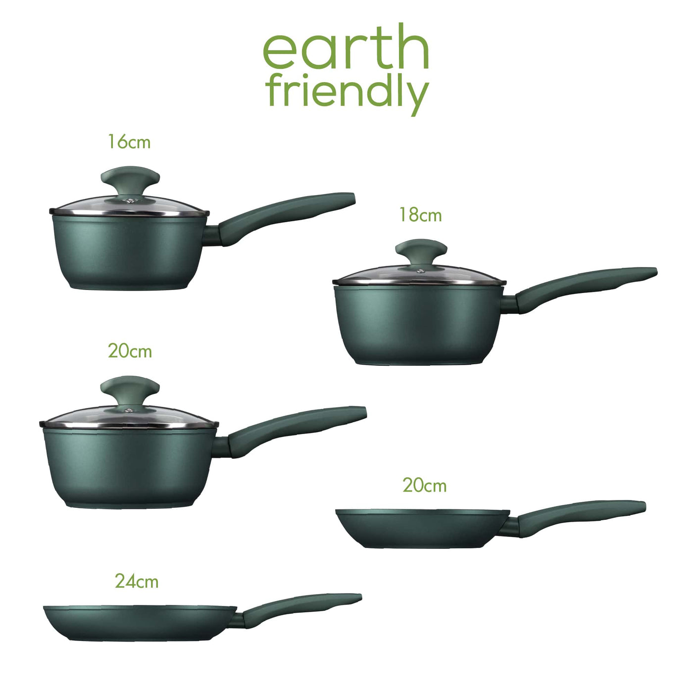 Earth Friendly 5 Piece Pan Set Dimensions