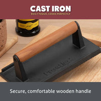 Cast Iron: Grill Burger Press Wooden Handle