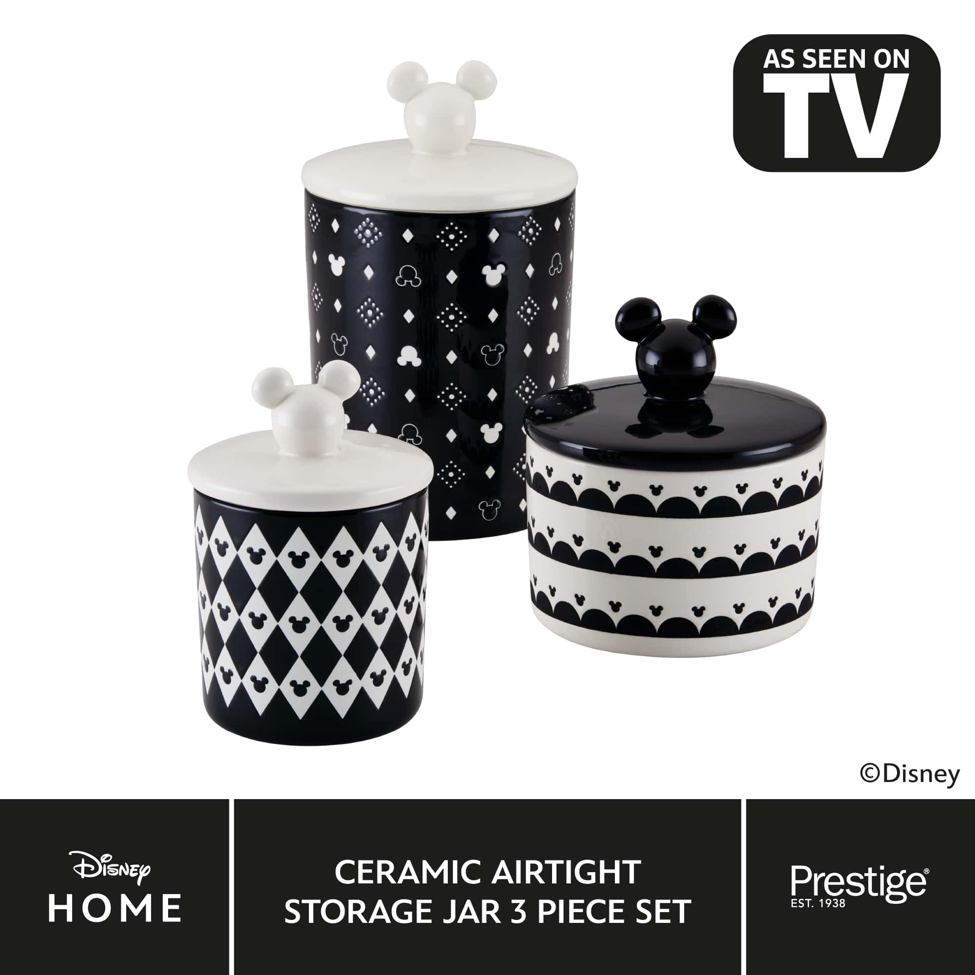 Disney Monochrome Mickey Mouse: Ceramic Airtight Storage Jars