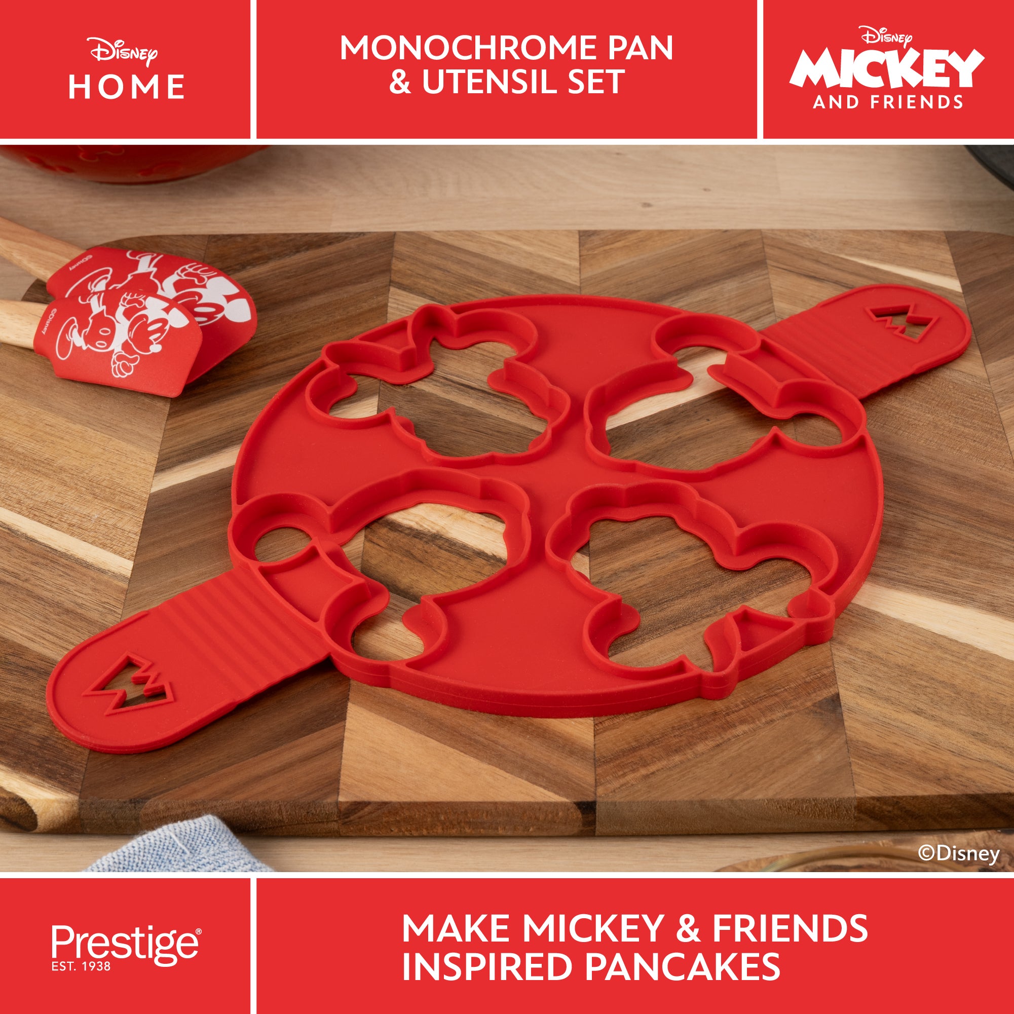 Disney Monochrome Ceramic Non-Stick Pancake Pan & Utensil Set