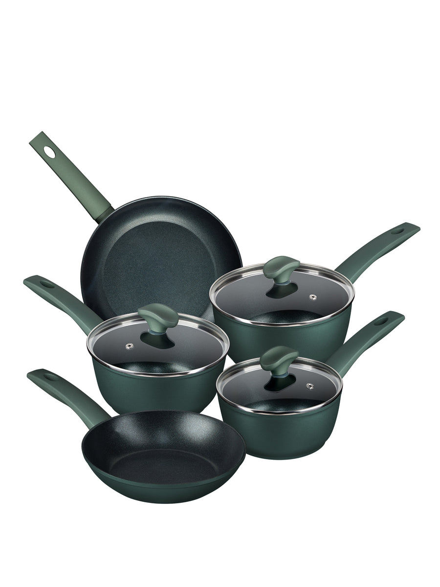 Earth Friendly: Non-Stick Induction Saucepan & Frying Pan Set - 5 Pieces