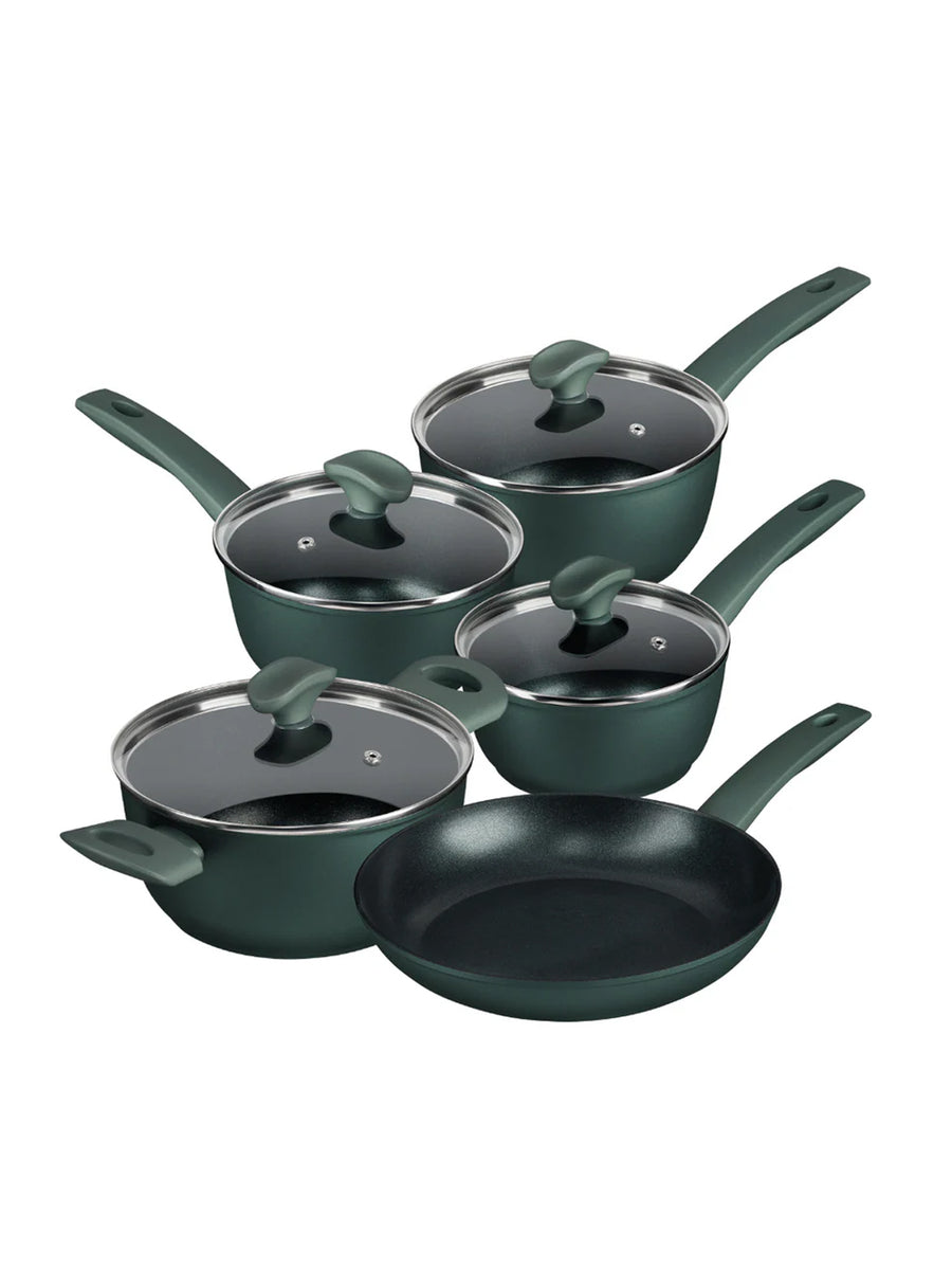 Earth Friendly: Non-Stick Induction Frying Pan, Saucepan & Stockpot Set - 5 Pieces