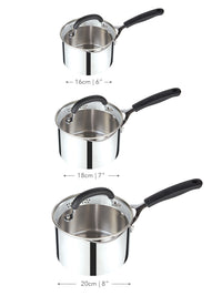 Made to Last: Stainless Steel Saucepan & Straining Lid - 3 Piece Set