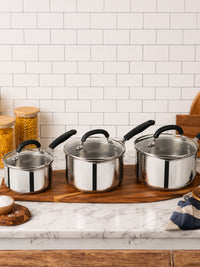 Made to Last: Stainless Steel Saucepan & Straining Lid - 3 Piece Set