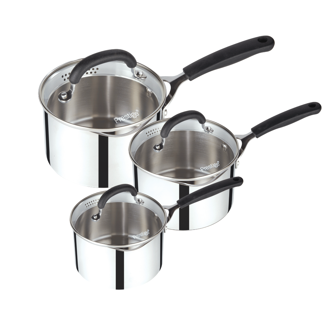 Made to Last: Stainless Steel Saucepan & Straining Lid - 3 Piece Set
