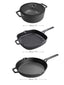Cast Iron: Casserole & Glass Lid - 5.7L, Frying Pan & Grill Pan Set - 3 Pieces