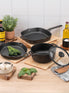 Cast Iron: Casserole & Glass Lid - 5.7L, Frying Pan & Grill Pan Set - 3 Pieces