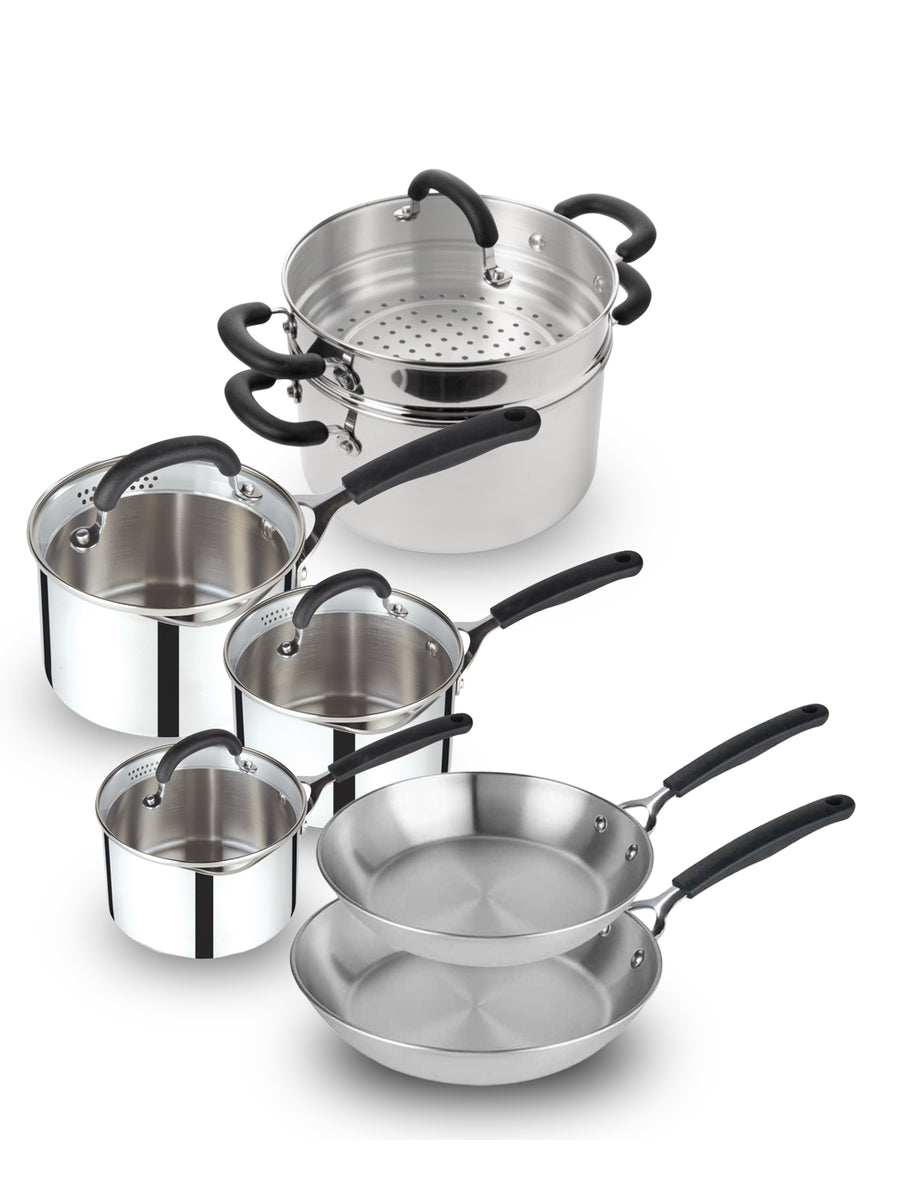 Made to Last: Stainless Steel Frying Pan Stockpot and Saucepan Set - 6 Piece