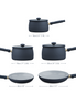 Ceramic Non-Stick Frying Pan and Saucepan Set - 5 Piece