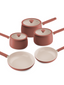 Ceramic Non-Stick Frying Pan and Saucepan Set - 5 Piece