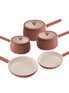 Ceramic Non-Stick Frying Pan and Saucepan Set - 5 Piece