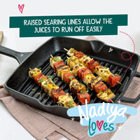 Nadiya Hussain Cast Iron Square Grill Pan & Free Schwartz Kicking Kebabs Spice Kit