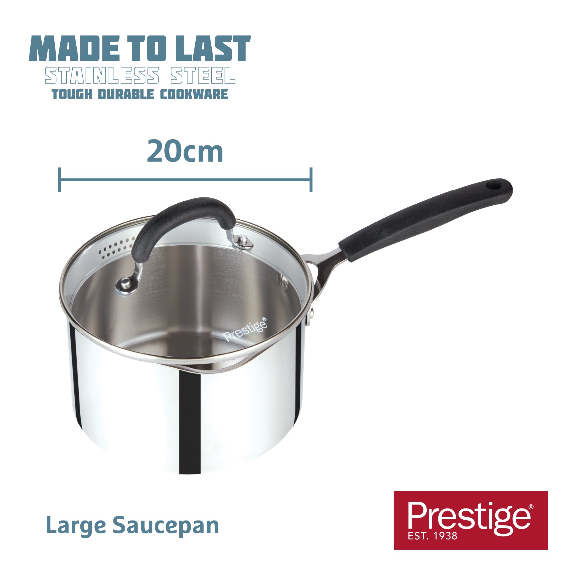 Made to Last: Stainless Steel Frying Pan and Saucepan Set - 5 Piece