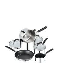 Made to Last: Stainless Steel Frying Pan, Saucepan, Straining Lids & Milk Pan Set - 5 Pieces