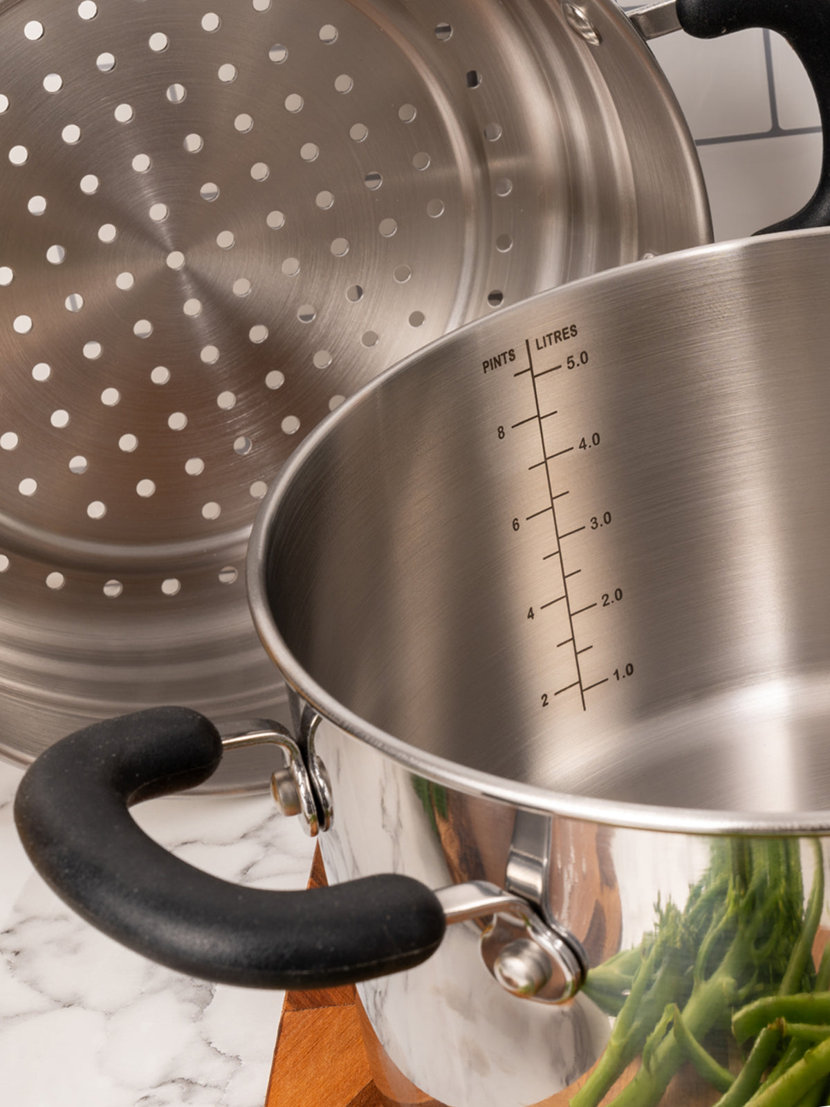 Made to Last: Stainless Steel Stockpot and Steamer - 5.86L/24cm