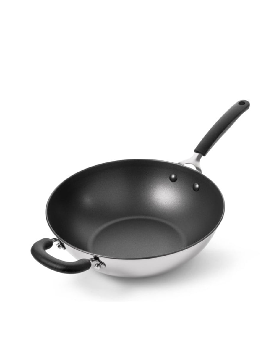 Made to Last: Stainless Steel Non-Stick Wok & Helper Handle - 29cm