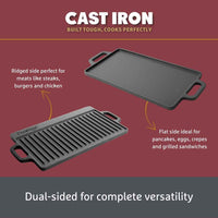 Cast Iron: Double Griddle Pan & Burger Grill Press - 2 Pieces