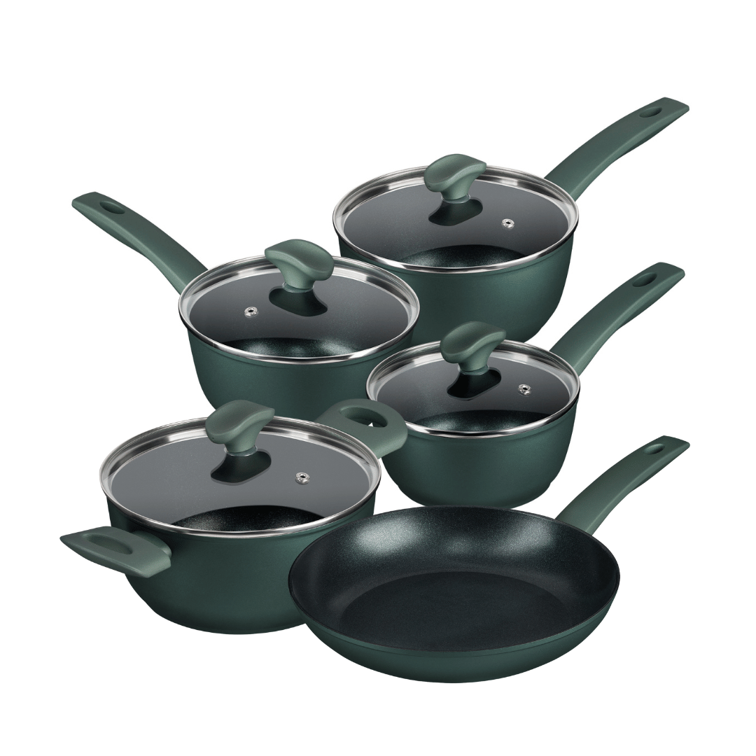 Earth Friendly: Non-Stick Induction Frying pan, Saucepan & Stockpot Set - 5 Pieces