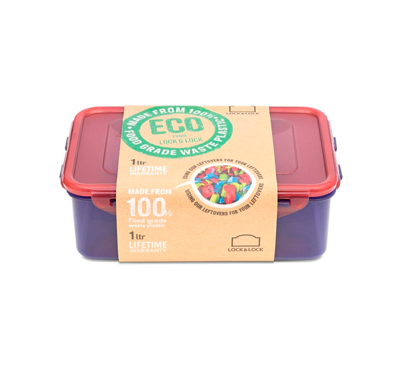 LocknLock Eco-Friendly Airtight Food Storage Container 1L – Recycled, BPA-Free, Leakproof
