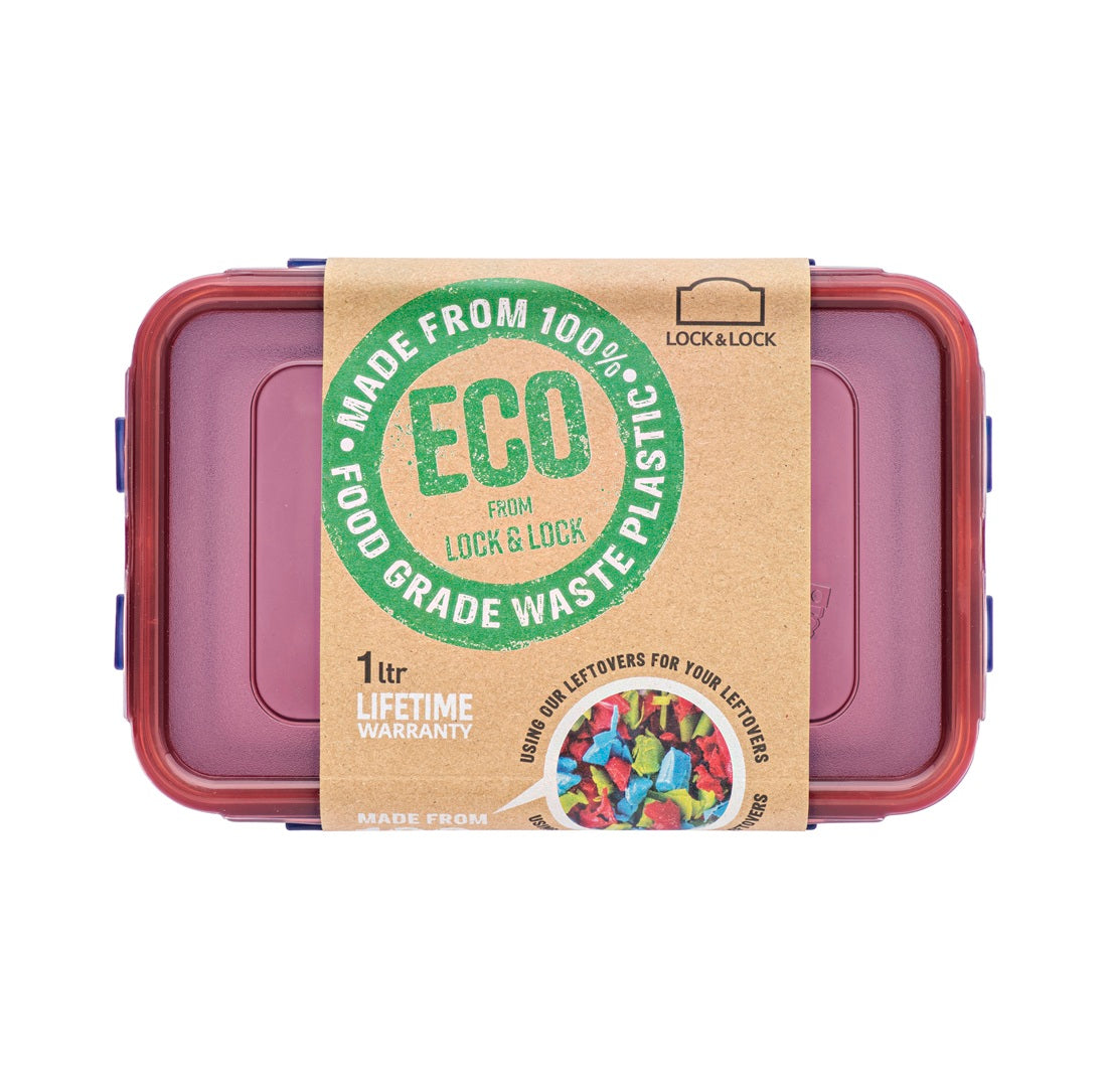 LocknLock Eco-Friendly Airtight Food Storage Container 1L – Recycled, BPA-Free, Leakproof