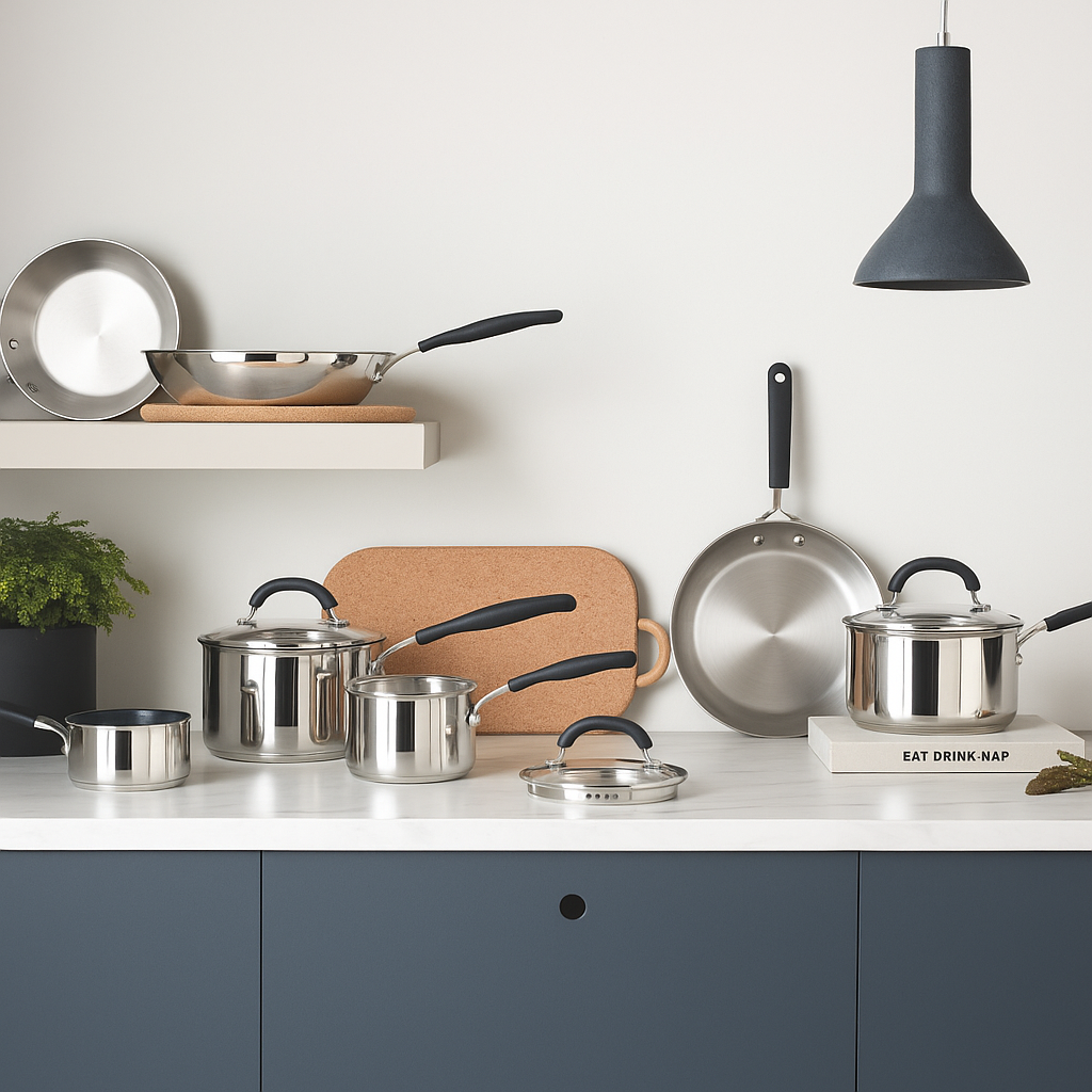Made to Last: Stainless Steel Frying Pan and Saucepan Set - 5 Piece