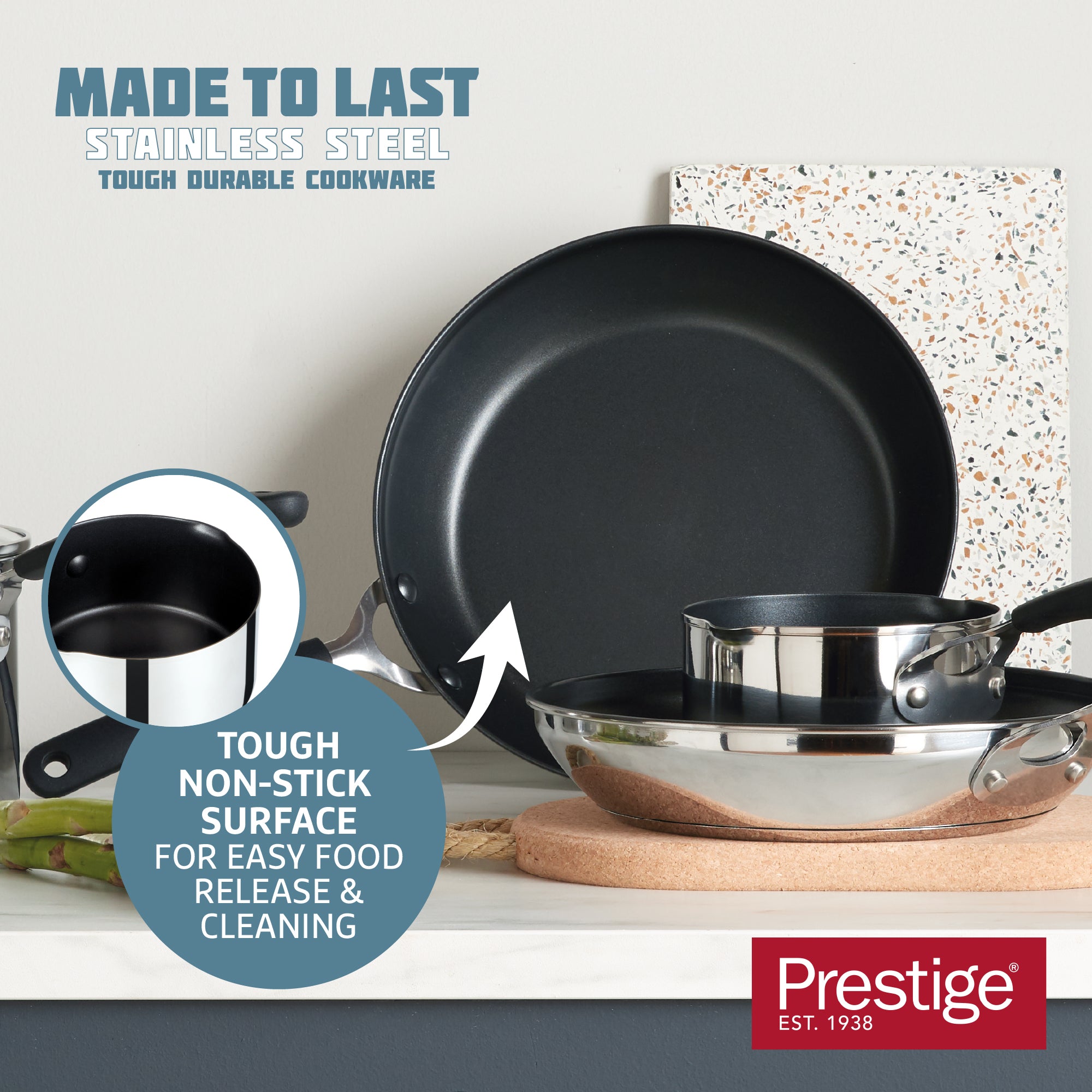 Made to Last: Stainless Steel Non-Stick Milk Pan - 14cm/0.9L