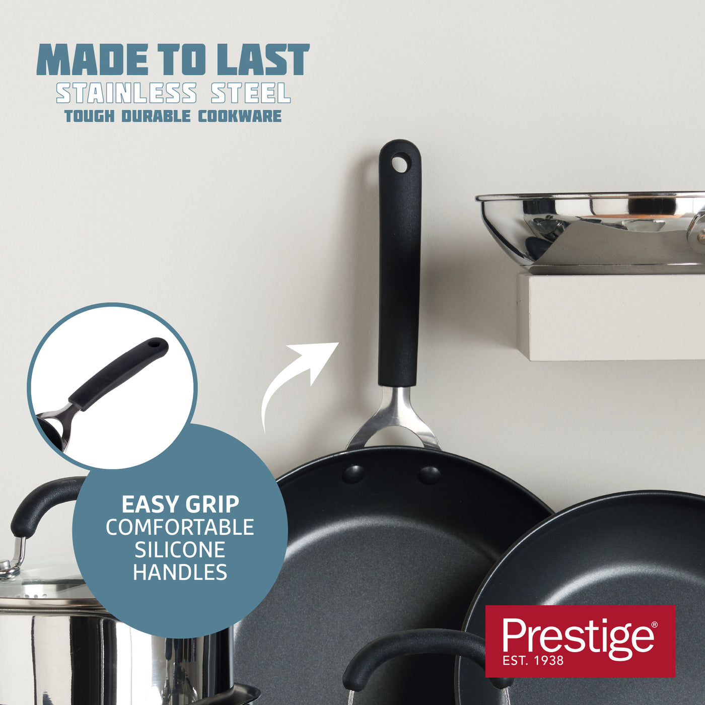 Made to Last: Stainless Steel Frying Pan and Saucepan Set - 5 Piece