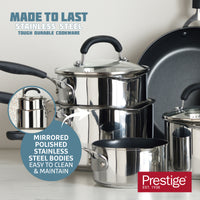 Made to Last: Stainless Steel Frying Pan and Saucepan Set - 5 Piece