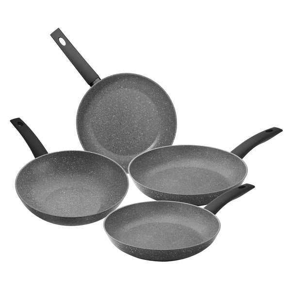 Eco Non-Stick Frying Pan & Wok Pan Set - 4 Piece - Grey