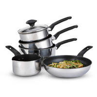 9 X Tougher: Non-Stick Stainless Steel Saucepans & Lid, Frying Pan, Milk Pan Set - 5 Pieces