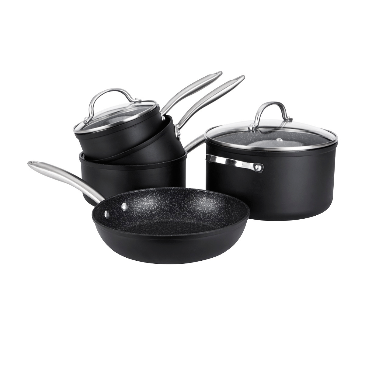 Scratch Guard: Non-Stick Saucepan & Lid, Frying Pan & Stockpot Set - 5 Pieces