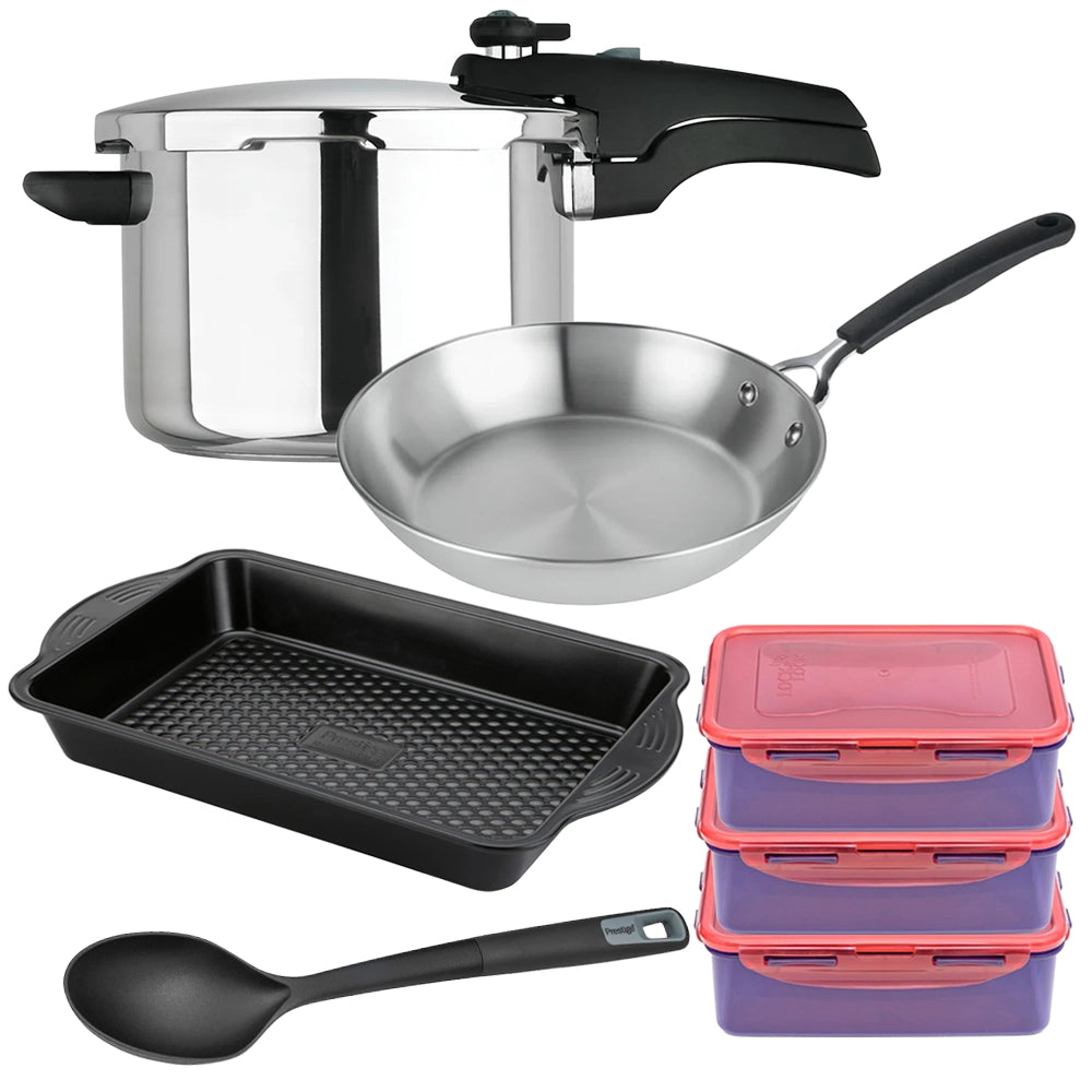 Meal Prep Set Pressure Cooker & Pure Stainless Steel Frying Pan
