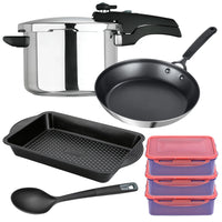 Meal Prep Set with Pressure Cooker, Frying Pan & Storage