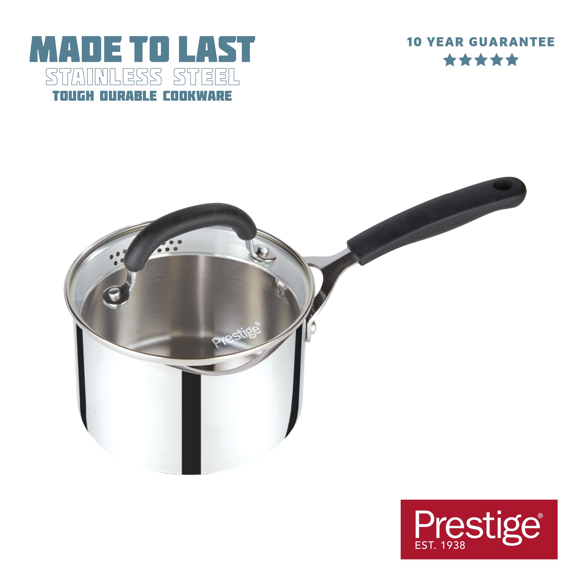 Made to Last: Stainless Steel Saucepan & Straining Lid - 3 Piece Set