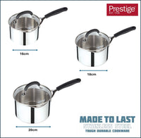 Made to Last: Stainless Steel Saucepan & Straining Lid - 3 Piece Set