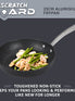 This frying pan set contains a 21cm and 25cm frying pan, with toughened non stick. No more flaking, scratched frying pans!