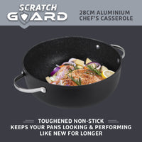 Scratch Guard stone effect pan features toughened non stick so your pans look & perform like new for longer!  