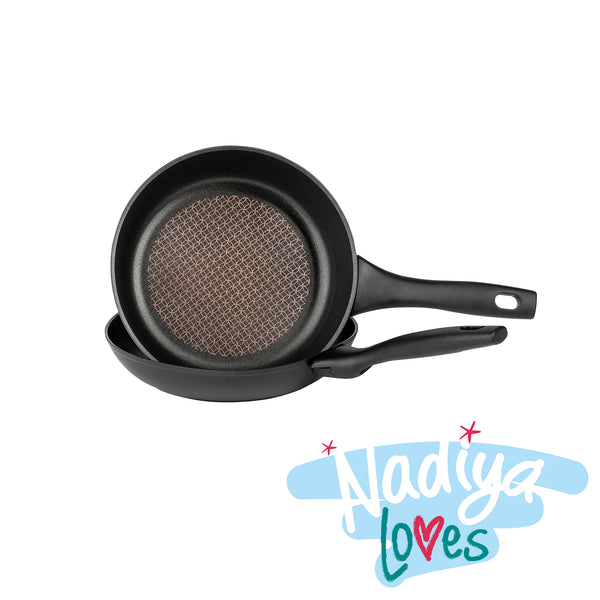 Nadiya Hussain Stackable Non-Stick Frying Pan Set & Multi-Size Lid