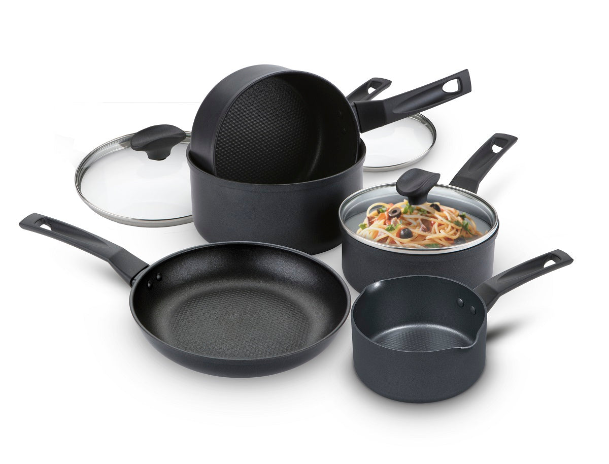 9 X Tougher Non Stick Frying Pan Saucepan & Milk Pan Set 5 Pieces
