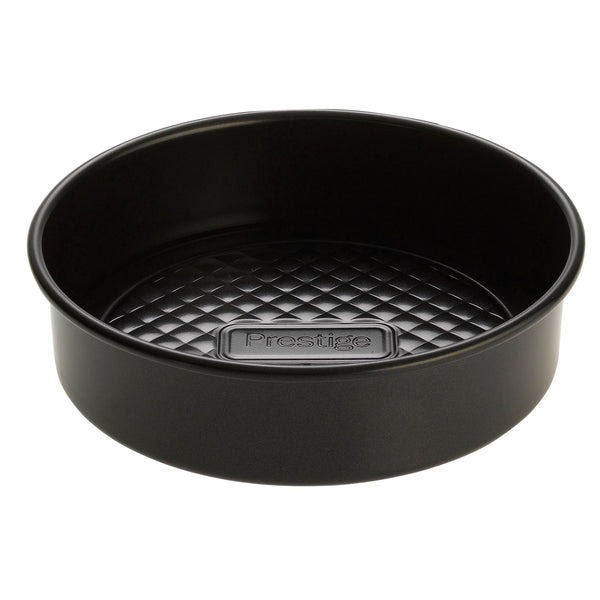 Prestige Inspire round cake tin with loose base, made from heavy gauge carbon steel & built to last