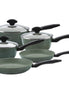 Image showing collection of Green Saucepans by Prestige on White Background