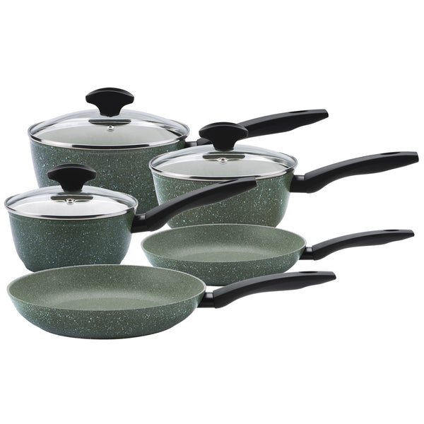 Image showing collection of Green Saucepans by Prestige on White Background