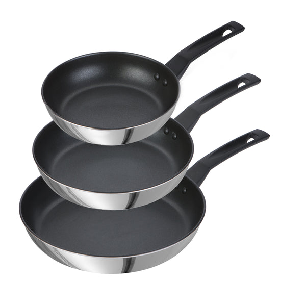 9 X Tougher Non-Stick Stainless Steel Frying Pan - Triple Pack