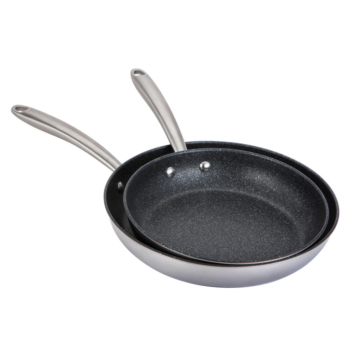 Scratch Guard Stainless Steel Non Stick Induction Frying Pans Twin Pack
