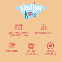 Nadiya Hussain: Stackable Non-Stick Frying Pan, Stockpot, Saucepan & Multi-Lid - 4 Piece Set