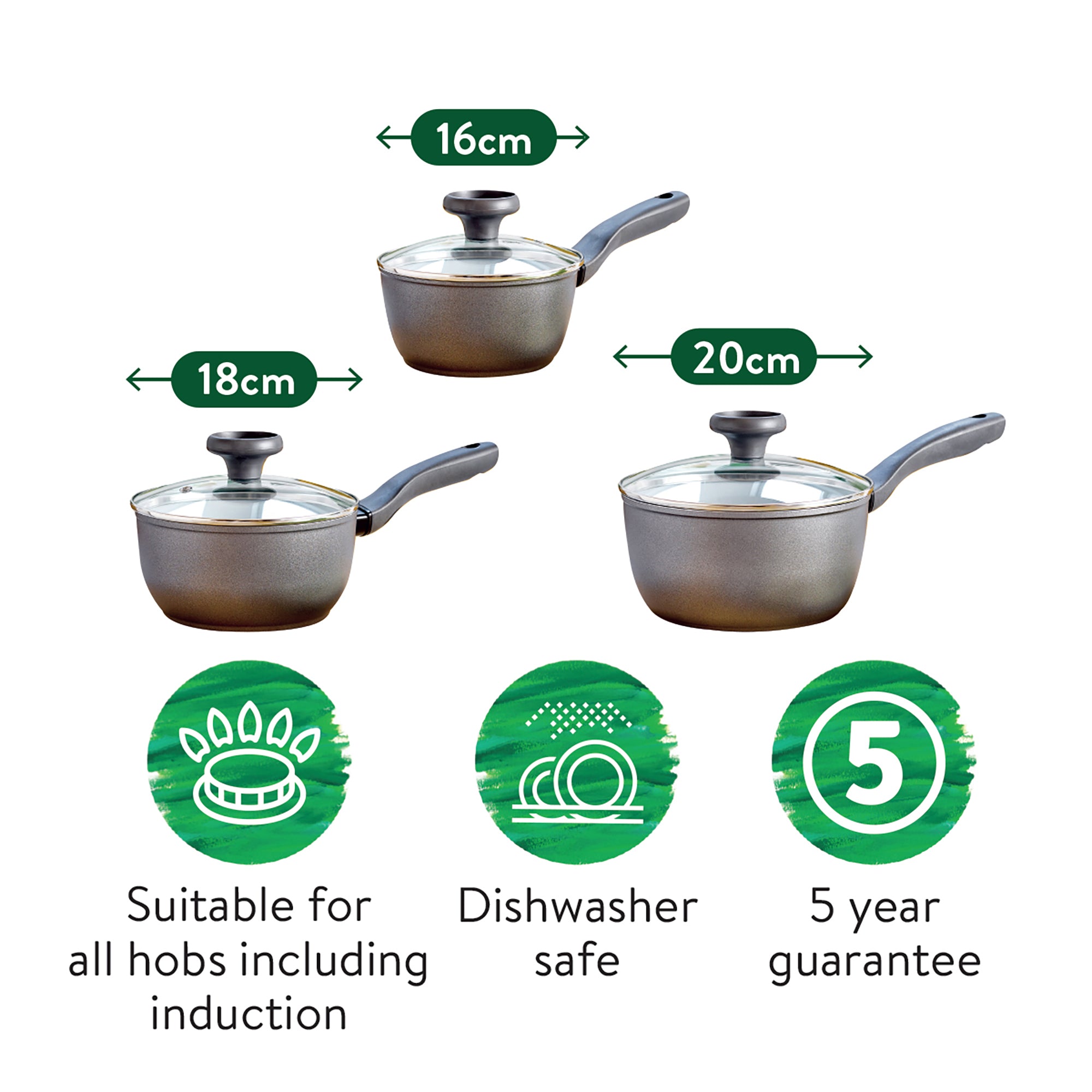 Earth Pan Saucepan Set 3 Pieces