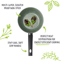 Prestige Eco non stick saucepan set is has stay cool handles, & plant based multi layer non stick