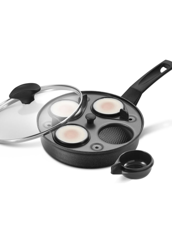9 X Tougher: Non-Stick Egg Poacher Frying Pan & Lid - 20cm