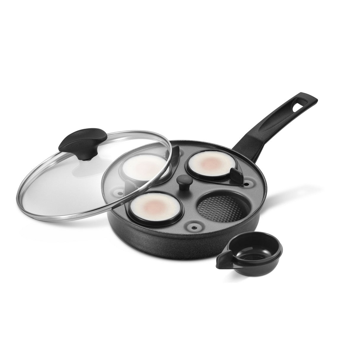 9 X Tougher Non Stick Egg Poacher Frying Pan & Lid 20cm