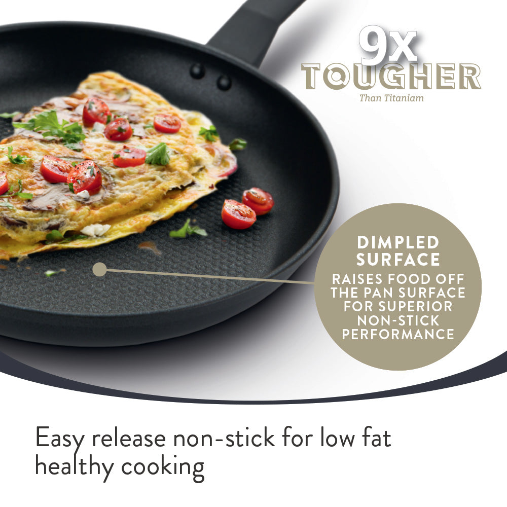 9 X Tougher: Non-Stick Frying Pan, Saucepan & Milk Pan Set - 5 Pieces